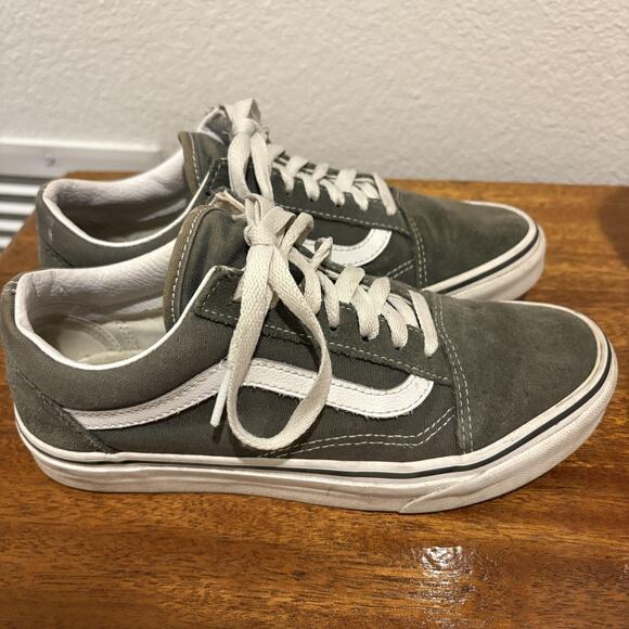 Vans Old Skool Shoes Mens Sz 5.5 Womens 7 Olive Green Suede Canvas Skate Casual - Picture 3 of 9
